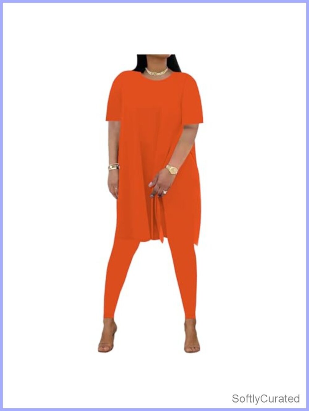 Two Piece Outfit Tracksuit Short Sleeve Tunic Top High Waist Leggings Pants Set